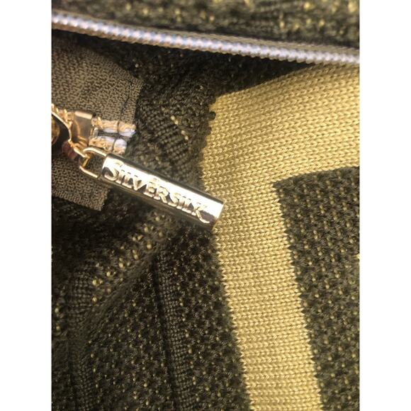 Silversilk Men XXL Green Pattern Squares Full Zip Sweater Faux Fur Collar. R - Picture 6 of 8